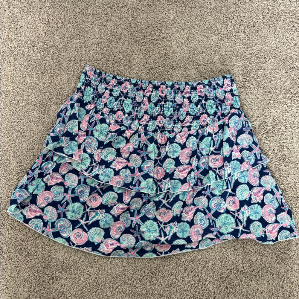 Simply Southern Blue and Pink Seashell Mini Skirt